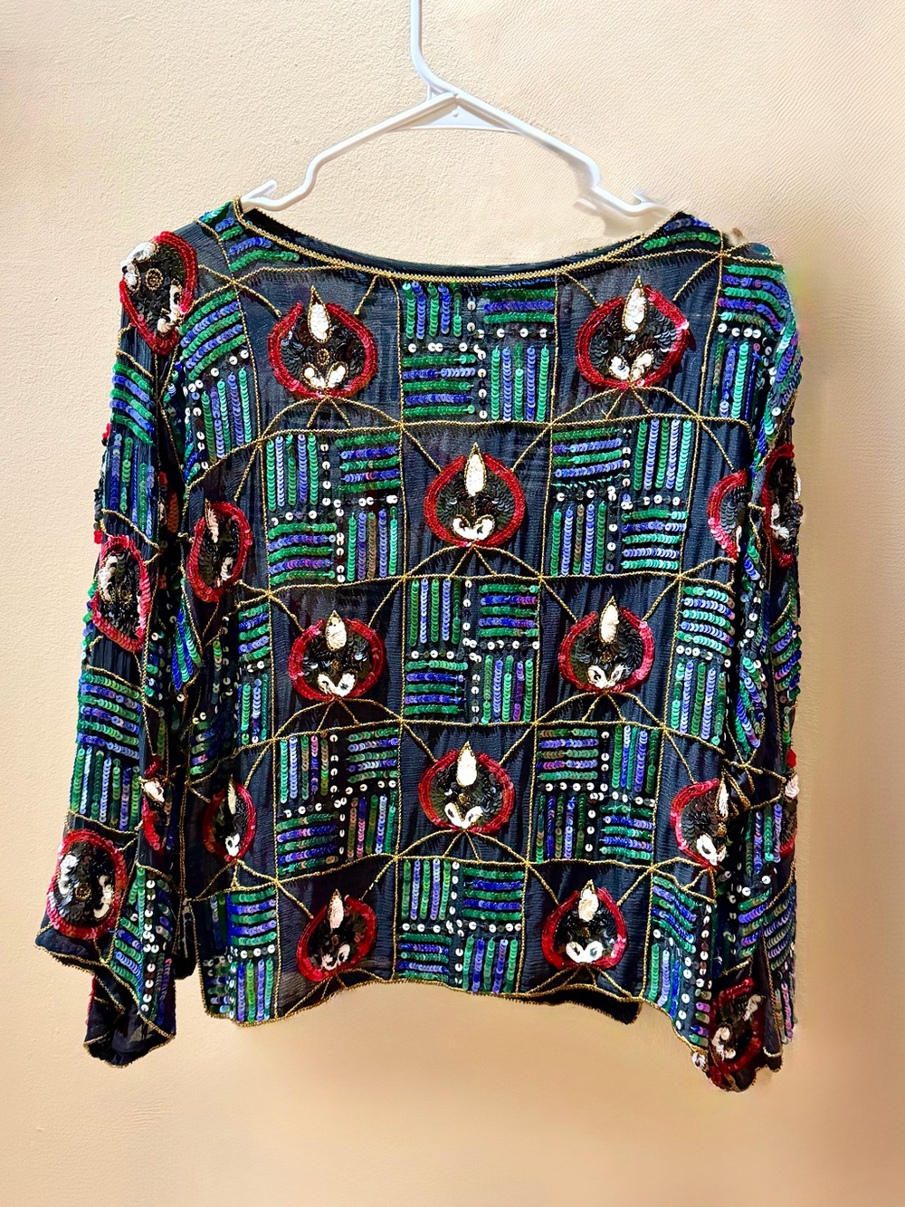 90s Vintage ⚜️ Jennifer George New York Beaded Silk Blouse